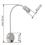 Aplica perete metal satinat, plastic negru, brat flexibil, intrerupator, LxH:90x500, D:400, inkl. 1xLED 3W 230V, 180lm Source, 3000K - imagine 5
