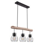 Suspensie, metal negru/lemn natur, LxBxH:600x136x1400, exkl. 3xE27 40W 230V - imagine 3