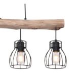 Suspensie metal negru, lemn natural, metal negru, LxLxH: 825x136x1400, excl 4xE27 40W 230V - imagine 5