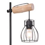 Veioza, metal negru, lemn natural, întrerupător, LxLxH: 330x180x550, excl 1xE27 40W 230V - imagine 5