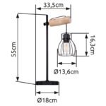 Veioza, metal negru, lemn natural, întrerupător, LxLxH: 330x180x550, excl 1xE27 40W 230V - imagine 6