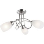 Plafoniera nichel mat,  sticla optic crapat, D: 400, H: 250, excl 3xE14 40W 230V