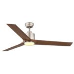 Ventilator de tavan metal gri închis, metal gri deschis, plastic opal, plastic aspect lemn închis, reglabil, mai multe niveluri prin întrerupător de perete, telecomandă, 25m², ø:1480mm H:480mm, LED 20W 230V, sursă 1800lm, ieșire 1600lm, CCT2700-6500K - imagine 3