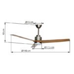 Ventilator de tavan metal gri închis, metal gri deschis, plastic opal, plastic aspect lemn închis, reglabil, mai multe niveluri prin întrerupător de perete, telecomandă, 25m², ø:1480mm H:480mm, LED 20W 230V, sursă 1800lm, ieșire 1600lm, CCT2700-6500K - imagine 6