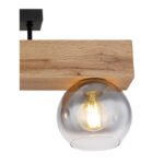 Plafonieră metal negru mat, MDF, reproducere lemn închis, sticlă fumurie, L x l x I: 650x150x280mm, fără becuri 3xE27 40W 230V - imagine 5