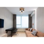 Plafonieră metal negru mat, MDF, imitație de lemn închis, sticlă fumurie, ø: 380mm, I: 300mm, fără becuri 3xE27 40W 230V