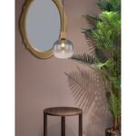 Corp de iluminat cu suspensie metal negru mat, MDF, imitație de lemn închis, sticlă fumurie, cablu textil negru, reglabil pe înălțime, ø: 250mm, I: 1200mm, fără bec 1x E27 40W 230V - imagine 2