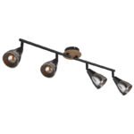 Spot de lumină metal negru mat, lemn maro, sticlă fumurie, mobil, L x l x I: 600x100x190mm, fără 4x E14 25W 230V - imagine 3