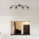 Spot de lumină metal negru mat, lemn maro, sticlă fumurie, mobil, L x l x I: 600x100x190mm, fără 4x E14 25W 230V
