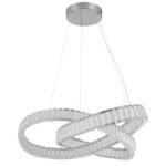 Lampa suspendata metal cromat, cristale K5 incolore, inel cromat, reglabil, mai multe nivele prin comutator de perete, memorie, lumina de noapte, telecomanda, ø: 780mm, H: 1200mm, LED 110W 230V, 1380-13787lm Sursa, 940-9389lm Ieșire, CCT 2700-6500K - imagine 4