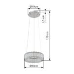Lampă de suspendare din metal cromat, cristale K5 transparente, reglabil, culorile pot fi fixate, funcție de memorie, lumină de noapte, telecomandă, ø: 300mm, I: 1200mm, LED 30W 230V,ieșire 383-1920lm, CCT 2700-6000K - imagine 6