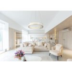 Lampă de suspendare din metal cromat, cristale K5 transparente, reglabil, culorile pot fi fixate, funcție de memorie, lumină de noapte, telecomandă,  ø: 500mm, I: 1200mm, LED 50W 230V, ieșire 521-2995lm, CCT 2700-6000K