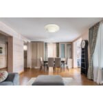 Plafonieră din metal cromat, cristale K5 transparente, inel cromat, reglabil, culori fixabile, funcție de memorie, lumină de noapte, telecomandă, ø: 500mm, I: 173mm, LED 50W 230V, ieșire 633-3965lm, CCT 2700-6000K