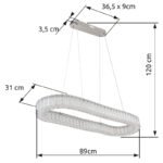 Lampă de suspensie din metal cromat, cristale K5, reglabil, mai multe niveluri prin intermediul întrerupătorului de perete, memorie, lumină de noapte, telecomandă, L x l x I: 890x310x1200mm, LED 58W 230V, 497-3566lm ieșire, CCT 2700-6000K - imagine 7