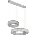 Lampă de suspendare din metal cromat, cristale K5, reglabil, mai multe niveluri prin intermediul comutatorului de perete, memorie, lumină de noapte,telecomandă,l x I: 500x1200mm,inel ø:50/30cm,LED 80W 230V, ieșire 563-4405lm , CCT 2700-6000K - imagine 3