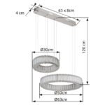 Lampă de suspendare din metal cromat, cristale K5, reglabil, mai multe niveluri prin intermediul comutatorului de perete, memorie, lumină de noapte,telecomandă,l x I: 500x1200mm,inel ø:50/30cm,LED 80W 230V, ieșire 563-4405lm , CCT 2700-6000K - imagine 7