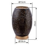 Veioza metalica aurie, metal negru mat auriu, cablu 1,5m, abajur cu perforatii de decor, intrerupator, D: 150, H: 230, excl  1xE27 40W 230V - imagine 6