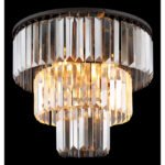 Plafonieră metal negru mat, cristale de sticlă fumurii, transparente, ø: 400mm, H: 330mm, excl. 3x E27 40W 230V - imagine 3