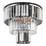 Plafonieră metal negru mat, cristale de sticlă fumurii, transparente, ø: 400mm, H: 330mm, excl. 3x E27 40W 230V - imagine 4