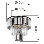 Plafonieră metal negru mat, cristale de sticlă fumurii, transparente, ø: 400mm, H: 330mm, excl. 3x E27 40W 230V - imagine 5