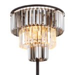 Lampă de podea din metal negru mat, cristale de sticlă de culoare fumurie, transparentă, cablu PVC negru, întrerupător cu pedală în cablu, ø: 400mm, H: 1600mm, lungime cablu 1800mm, fără 3x E27 40W 230V - imagine 5