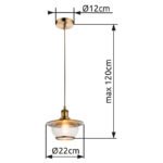 Suspensie bronz, sticlă bule de aer, D: 220, H: 1200, excl 1xE27 60W 230V - imagine 5