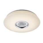 Plafoniera, plastic alb mat, strălucire, APP control, difuzoare cu 5W,bluetooth, CCT 3000-4500-6000K, dimabil,telecomandacontrol intensitate, culori fixabile,D:400,H:70, inclusiv 1xLED 18W 230V, 128-1280lm, 1xRGB LED 6W 230V. - imagine 4