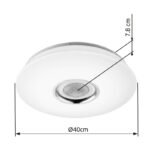 Plafoniera, plastic alb mat, strălucire, APP control, difuzoare cu 5W,bluetooth, CCT 3000-4500-6000K, dimabil,telecomandacontrol intensitate, culori fixabile,D:400,H:70, inclusiv 1xLED 18W 230V, 128-1280lm, 1xRGB LED 6W 230V. - imagine 6