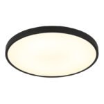 Plafonieră din plastic negru mat, plastic opal, de asemenea, strălucește în sus "lumină de fundal", ø: 230mm, H: 35.5mm, incl. LED 15W 230V, 1300lm sursă, 650lm ieșire, 4000K