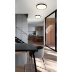 Plafonieră din plastic negru mat, plastic opal, de asemenea, strălucește în sus "lumină de fundal", ø: 230mm, H: 35.5mm, incl. LED 15W 230V, 1300lm sursă, 650lm ieșire, 4000K