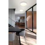 Plafonieră plastic alb mat, plastic opal, de asemenea, strălucește în sus "lumină de fundal", ø: 230mm, H: 35.5mm, incl. LED 15W 230V, 1300lm sursă, 650lm ieșire, 4000K - imagine 2