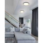 Plafonieră din plastic negru mat, plastic opal, luminează și în sus "back light", ø: 300mm, H: 35mm, incl. LED 20W 230V, sursă 1700lm, ieșire 1000lm, 4000K - imagine 2