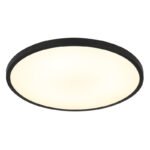 Plafonieră din plastic negru mat, plastic opal, luminează și în sus "back light", ø: 300mm, H: 35mm, incl. LED 20W 230V, sursă 1700lm, ieșire 1000lm, 4000K
