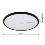Plafonieră din plastic negru mat, plastic opal, luminează și în sus "back light", ø: 300mm, H: 35mm, incl. LED 20W 230V, sursă 1700lm, ieșire 1000lm, 4000K - imagine 6