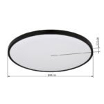 Plafonieră din plastic negru mat, plastic opal, strălucește și în sus "lumină de fundal", ø: 400mm, H: 40mm, incl. LED 32W 230V, sursă 3250lm, ieșire 1300lm, 4000K - imagine 6