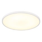 Plafonieră din plastic alb mat, plastic opal, luminează și în sus "lumina de fundal", ø: 400mm, H: 40mm, incl. LED 32W 230V, sursă 3250lm, ieșire 1300lm, 4000K