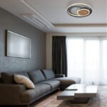 Plafoniera metal gri, imitatie lemn culoare inchisa, dispersor acryl alb, D:495, H:80, inkl. 1xLED 45W 230V, 4900lm Source, 1600lm Output, 3000K - imagine 2