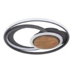 Plafoniera metal gri, imitatie lemn culoare inchisa, dispersor acryl alb, D:495, H:80, inkl. 1xLED 45W 230V, 4900lm Source, 1600lm Output, 3000K - imagine 3