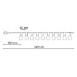 Sir de becuri "party" ,plastic negru, sticlă, pentru exterior, IP44, L: 4700, inclusiv 2xE27 25W 230V, verde, 3xE27 25W 230V, roșu, 3xE27 25W 230V, galben, 2xE27 25W 230V, violet. - imagine 3