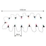 Lant de lumina LED, plastic negru, plastic, alb, lant de petrecere, pentru exterior, IP44, lungime cablu 3000 mm, distanta intre LED-uri 500 mm, Lungime: 12500mm, inclusiv 20xLED 0.3W 230V. - imagine 4