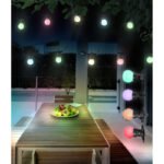 Lant de lumina LED, plastic negru, plastic, alb, lant de petrecere, pentru exterior, IP44, lungime cablu 3000 mm, distanta intre LED-uri 500 mm, Lungime: 12500mm, inclusiv 20xLED 0.3W 230V.