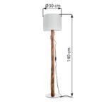 Lampă de podea lemn de culoare naturală, metal, textil alb, întrerupător basculant pe cablu, lemn de eucalipt, cultivat natural, ø: 300mm, H: 1400mm, excl. 1x E27 40W 230V - imagine 3