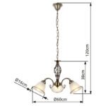 Candelabru Odin, Alamă antic, E27 3x60W, Ø600mm, Globo - imagine 3