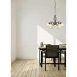 Candelabru ,alamă antica, sticlă satinata, D: 600, H: 1200, excl 5xE27 60W 230V - imagine 2