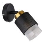 Aplica Spot din metal negru mat, sticlă satinată, gradient transparent, metal de culoare alamă, LxA: 100x190mm, AL: 200mm, fără 1x E27 40W 230V - imagine 4