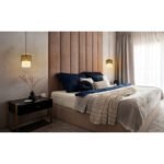 Lampă suspendată metal negru mat, sticlă satinată, gradient transparent, metal de culoarea alamei, cablu textil negru, înălțimea poate fi scurtată, ø: 180mm, H: 1200mm, fără 1x E27 60W 230V - imagine 2