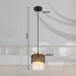 Lampă suspendată metal negru mat, sticlă satinată, gradient transparent, metal de culoarea alamei, cablu textil negru, înălțimea poate fi scurtată, ø: 180mm, H: 1200mm, fără 1x E27 60W 230V - imagine 5