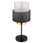 Lampă de masă din metal negru mat, sticlă satinată, gradient transparent, cablu textil negru, întrerupător pe cablu, ø: 180mm, H: 400mm, lungime cablu 1500mm, fără 1x E27 60W 230V - imagine 3