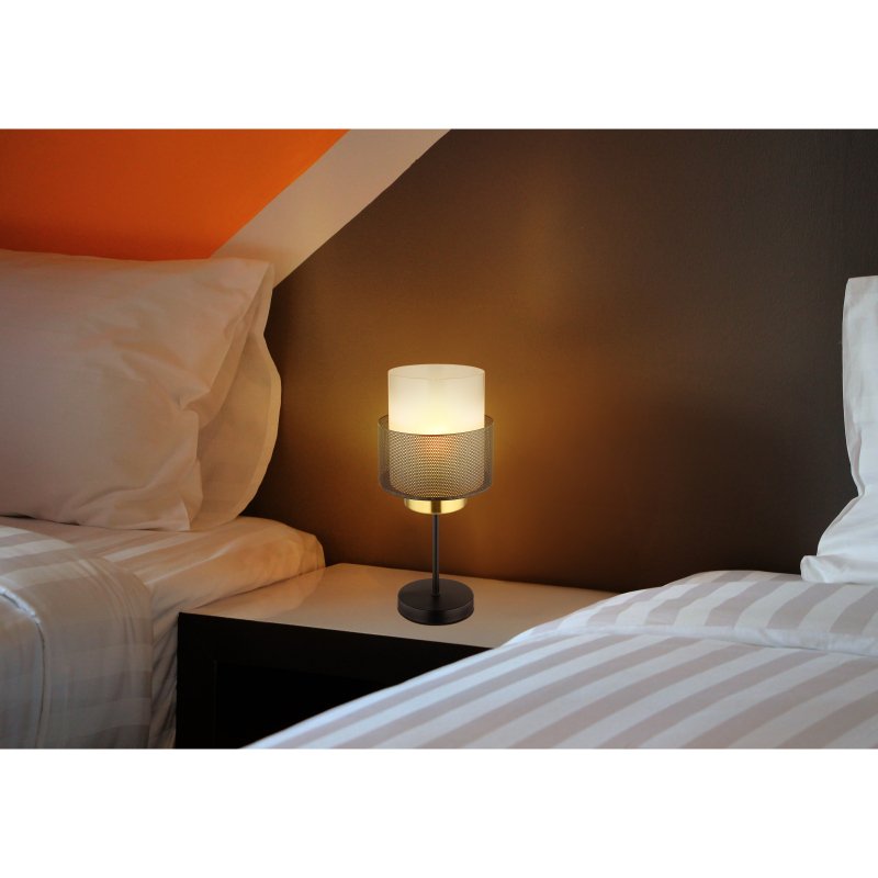 olga-15709t-g28584-6 Lampă de masă din metal negru mat, sticlă satinată, gradient transparent, cablu textil negru, întrerupător pe cablu, ø: 180mm, H: 400mm, lungime cablu 1500mm, fără 1x E27 60W 230V - imagine 1