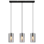 Lampă suspendată metal negru mat, sticlă fumurie, înălțimea poate fi redusă (lampă suspendată), L x l x I: 630x110x1200mm, excl. 3x E14 25W 230V - imagine 4